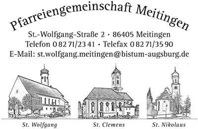 Das Logo der PG Meitingen mit allen drei Kirchen der Pfarreiengemeinschaft